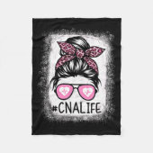 Cna Nurse Life Bleached Shirts Nk Leopard Messy Bu フリースブランケット (正面)