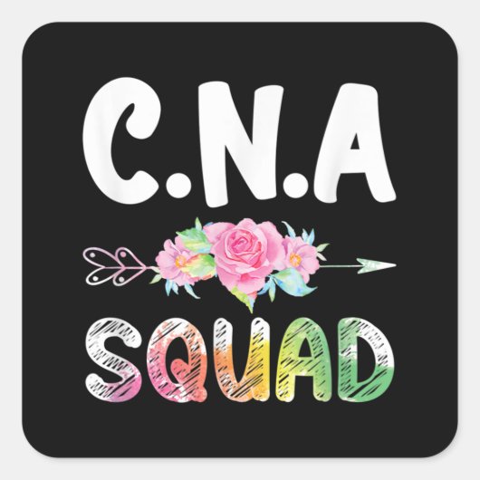 CNA Nurse Squad Certified Nursing Assistant スクエアシール (正面)