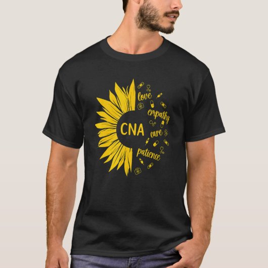CNA Nurse Sunflower Certified Nursing Assistant Tシャツ (正面)