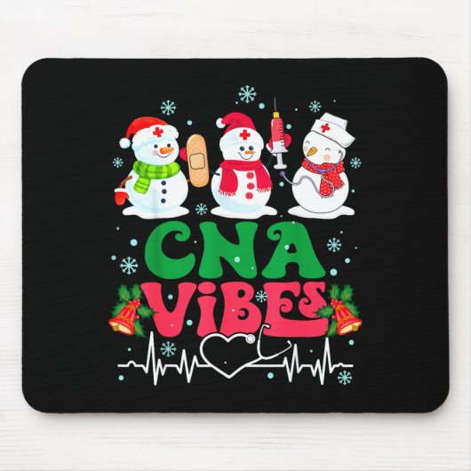 Cna Vibes Nurse Snowman Stethoscope Santa Funny Ch マウスパッド (正面)