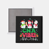 Cna Vibes Nurse Snowman Stethoscope Santa Funny Ch マグネット (正面/裏面)