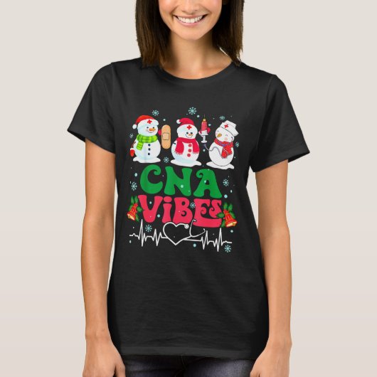 Cna Vibes Nurse Snowman Stethoscope Santa Funny Ch Tシャツ (正面)