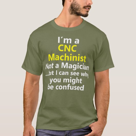 CNC加工おもしろい者ジョブコンピュータオペレータ Tシャツ (正面)