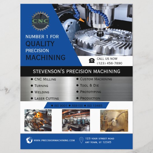 CNC加工会社ブルー チラシ (正面)