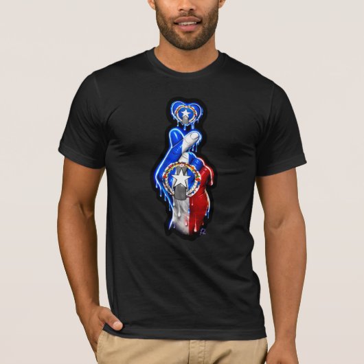 CNMI 指ハート ブラックアウト Tシャツ (正面)