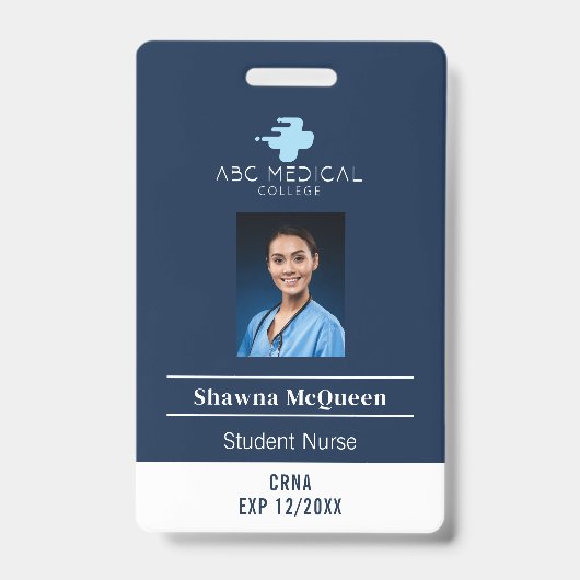CNS学生ナース開業医ネイビーQRコード写真 バッジ (正面)