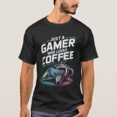 Coおもしろいを愛するゲーマーだけのゲーマーのコーヒーシャツ Tシャツ (正面)