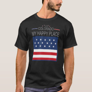 COコロラドマイハッピープレイスUSA州国旗の地図 Tシャツ