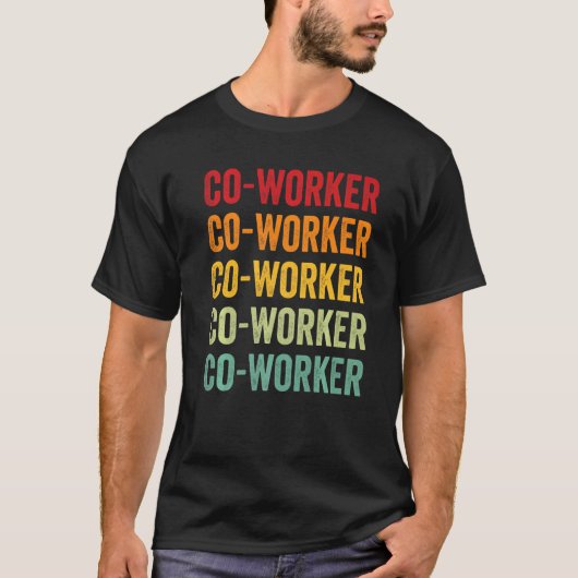 Coワーカーレインボー文字Coワーカカラフル Tシャツ (正面)