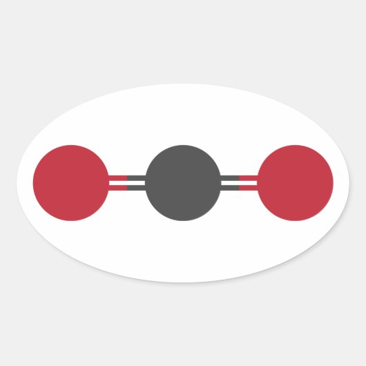 CO2分子構造 楕円形シール (正面)