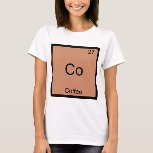 Co – コーヒー化学要素の記号おもしろい tシャツ (正面)