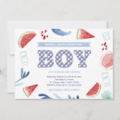 Co-ed Babyq BBQ Cookout Baby Shower for Boy 招待状 (正面)