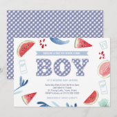Co-ed Babyq BBQ Cookout Baby Shower for Boy 招待状 (正面/裏面)