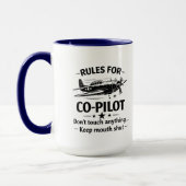 Co-Pilot Rules WWII Plane Humor Tee マグカップ (左)