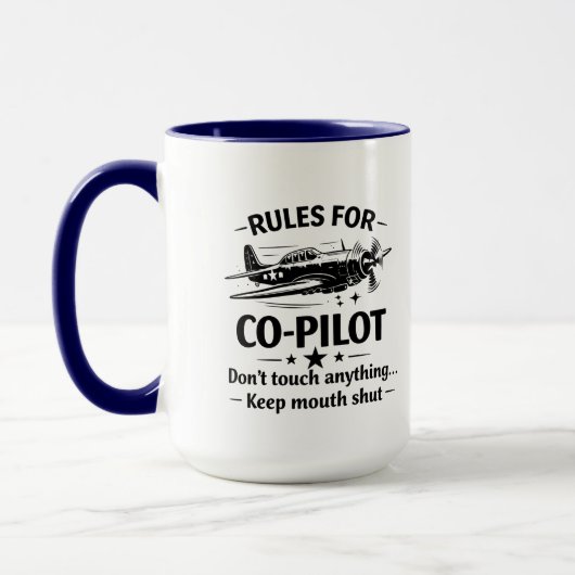 Co-Pilot Rules WWII Plane Humor Tee マグカップ (左)
