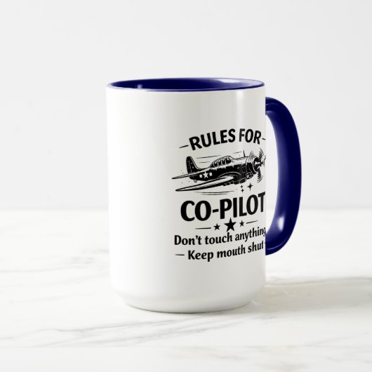 Co-Pilot Rules WWII Plane Humor Tee マグカップ (正面右)