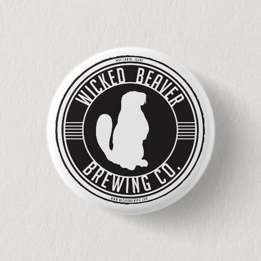 Co. Pinを醸造している悪賢いビーバー 缶バッジ (正面)