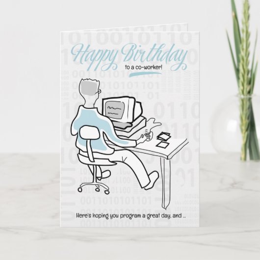 Co-Workerの誕生日おもしろい・コンピュータ担当 カード (正面)