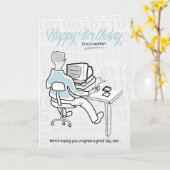Co-Workerの誕生日おもしろい・コンピュータ担当 カード (黄色い花)