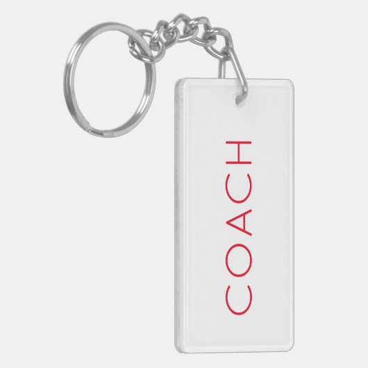 COACHカスタムテキスト 赤 スポーツギフト モダン キーホルダー (正面左)