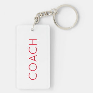 COACHカスタムテキスト 赤 スポーツギフト モダン キーホルダー