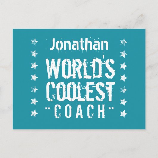 COACHティール（緑がかった色）グランジバックグラウンドスターズA03 案内ポストカード (正面)