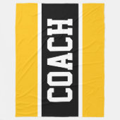 COACH イエロー オレンジ ブラック ホワイト スポーツ ストライプ フリースブランケット (正面)
