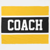 COACH イエロー オレンジ ブラック ホワイト スポーツ ストライプ フリースブランケット (正面(横))