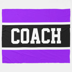COACH ボールド ブラック パープル ホワイト スポーツ ストライプ フリースブランケット