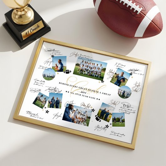 Coach Appreciation Collage Football Team Signature ポスター