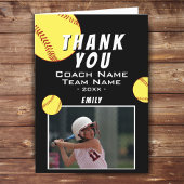 Coach Black Softball Photo Cardありがとう サンキューカード