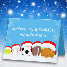 Coach Christmas Sports Balls in Santa's Hat Riddle カード