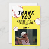 Coach Yellow Softball Photo Cardありがとう サンキューカード (正面/裏面)