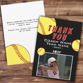 Coach Yellow Softball Photo Cardありがとう サンキューカード