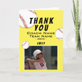 Coach Yellow Softball Photo Cardありがとう サンキューカード (正面)