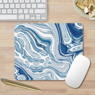 coast beach nautical waves watercolor blue swirls マウスパッド