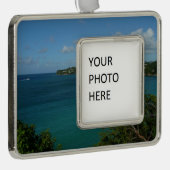 Coast of St. Lucia カリブの Vacation Photo シルバープレートフレームオーナメント (右)