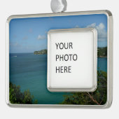 Coast of St. Lucia カリブの Vacation Photo シルバープレートフレームオーナメント (左)