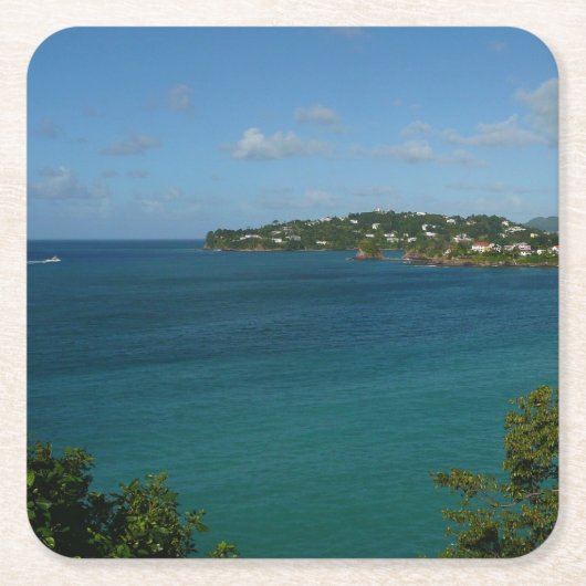 Coast of St. Lucia カリブの Vacation Photo スクエアペーパーコースター (正面)