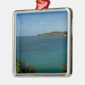 Coast of St. Lucia カリブの Vacation Photo メタルオーナメント (左)