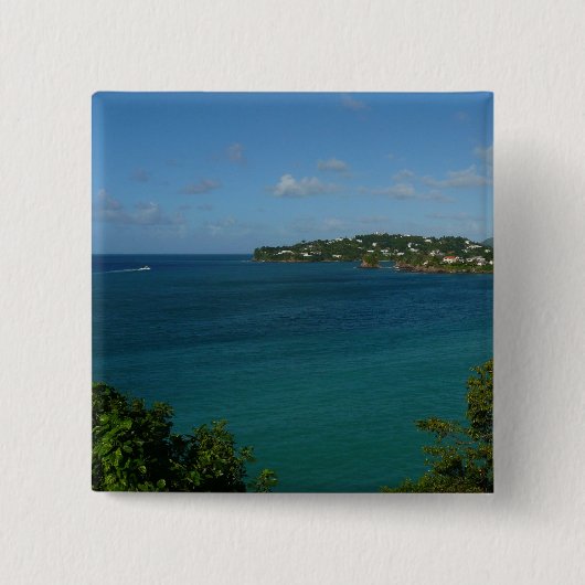 Coast of St. Lucia カリブの Vacation Photo 缶バッジ (正面)