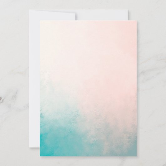 Coastal Abstract Coral Blue Ocean Elegant Wedding 招待状 (裏面)