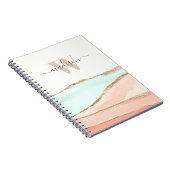 Coastal Abstract Watercolor with Name and Monogram ノートブック (右側)