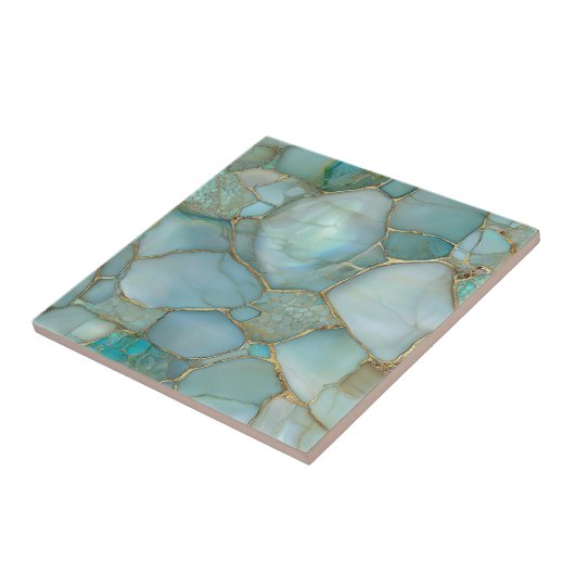 Coastal Aqua Agate Gold Mosaic タイル (側面)