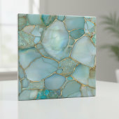 Coastal Aqua Agate Gold Mosaic タイル