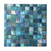 Coastal Aqua Blue Glass Mosaic タイル (正面)
