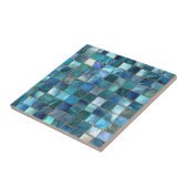 Coastal Aqua Blue Glass Mosaic タイル (側面)