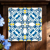 Coastal Arabesque Blue Botanical Mosaic Elegant タイル