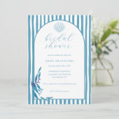Coastal Arch Blue White Bridal Shower  招待状 (スタンド正面)