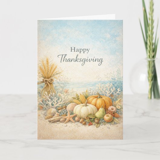Coastal Autumn Happy Thanksgiving Harvest カード (正面)